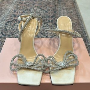 Mach & Mach Double Crystal Bow Square Toe Sandal